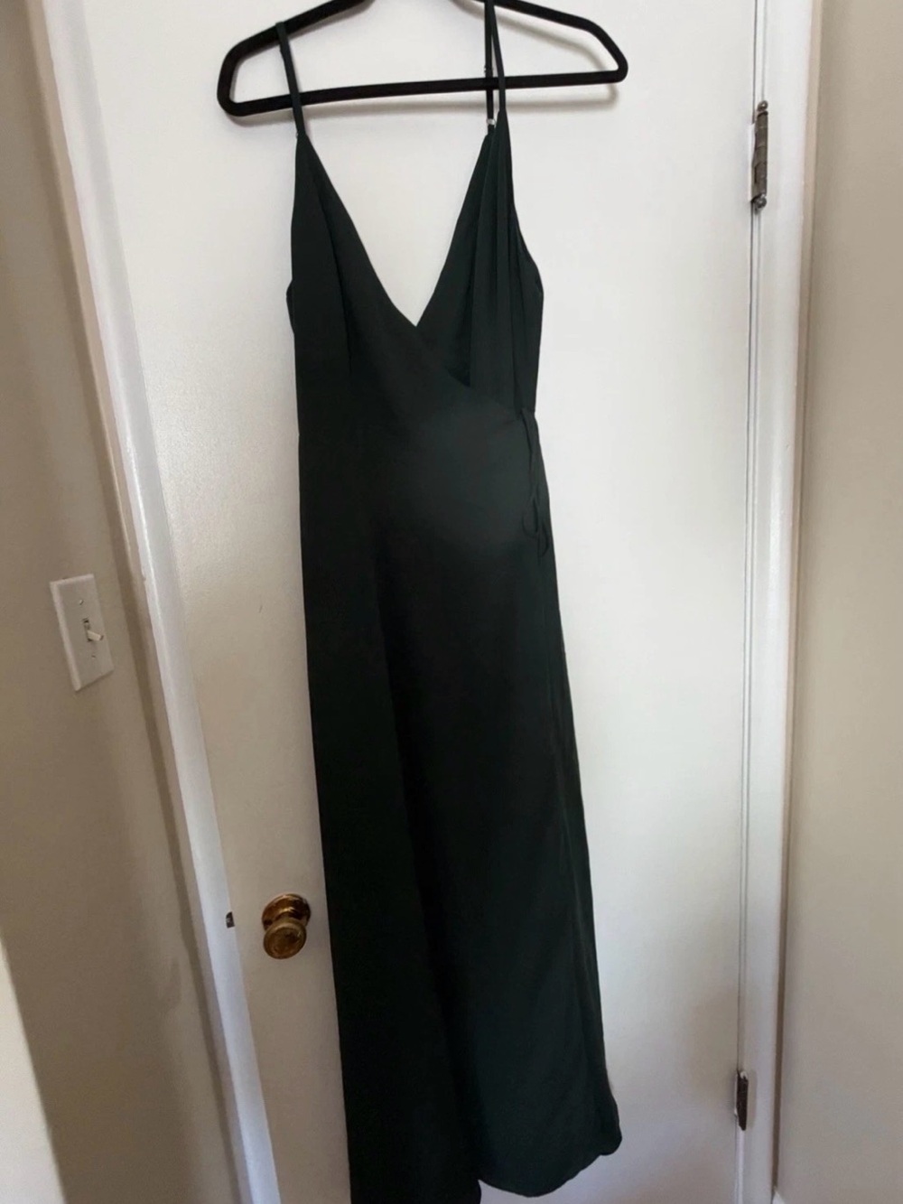 Fame and Partners Deep Green Maxi Slip Dress Spaghetti Strap